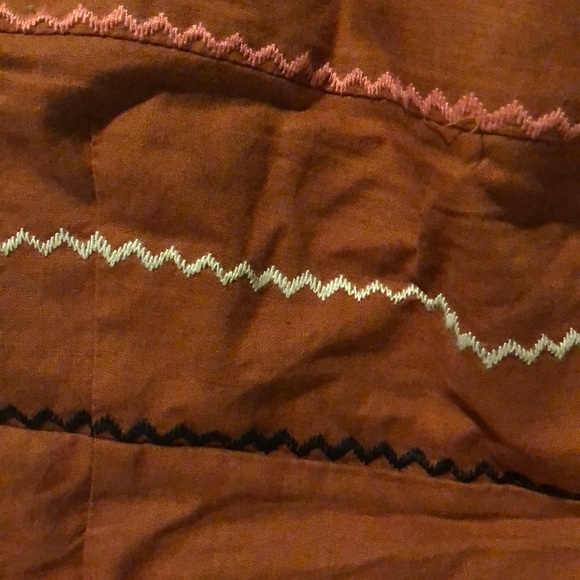 Burnt Orange Stripped Embroidered Dress - Picture 4 of 4